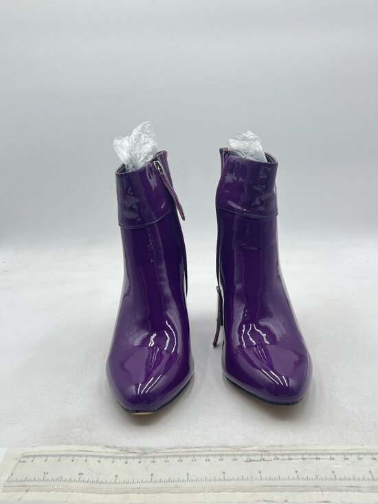 Women Purple Women Basic Chunky Heel Ankle Boot Closed Toe Side Zipper Casual Shoe